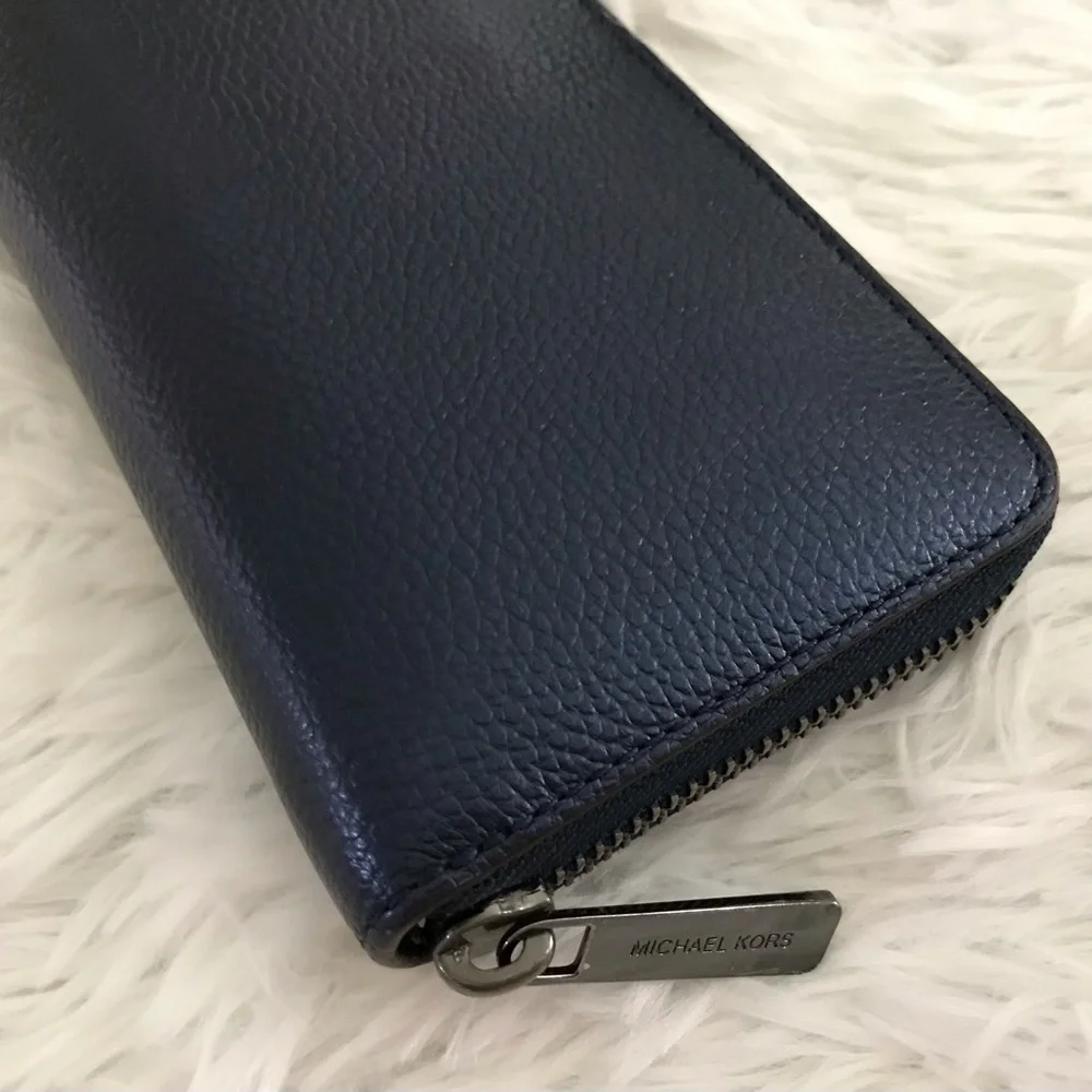 MICHAEL KORS Adele Midnight Leather Zip Around Continental Wallet‎